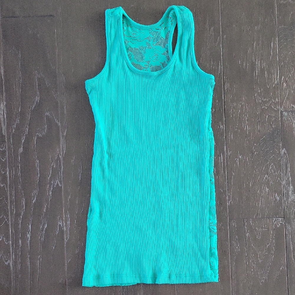 Women's Teal Lace Tank Top